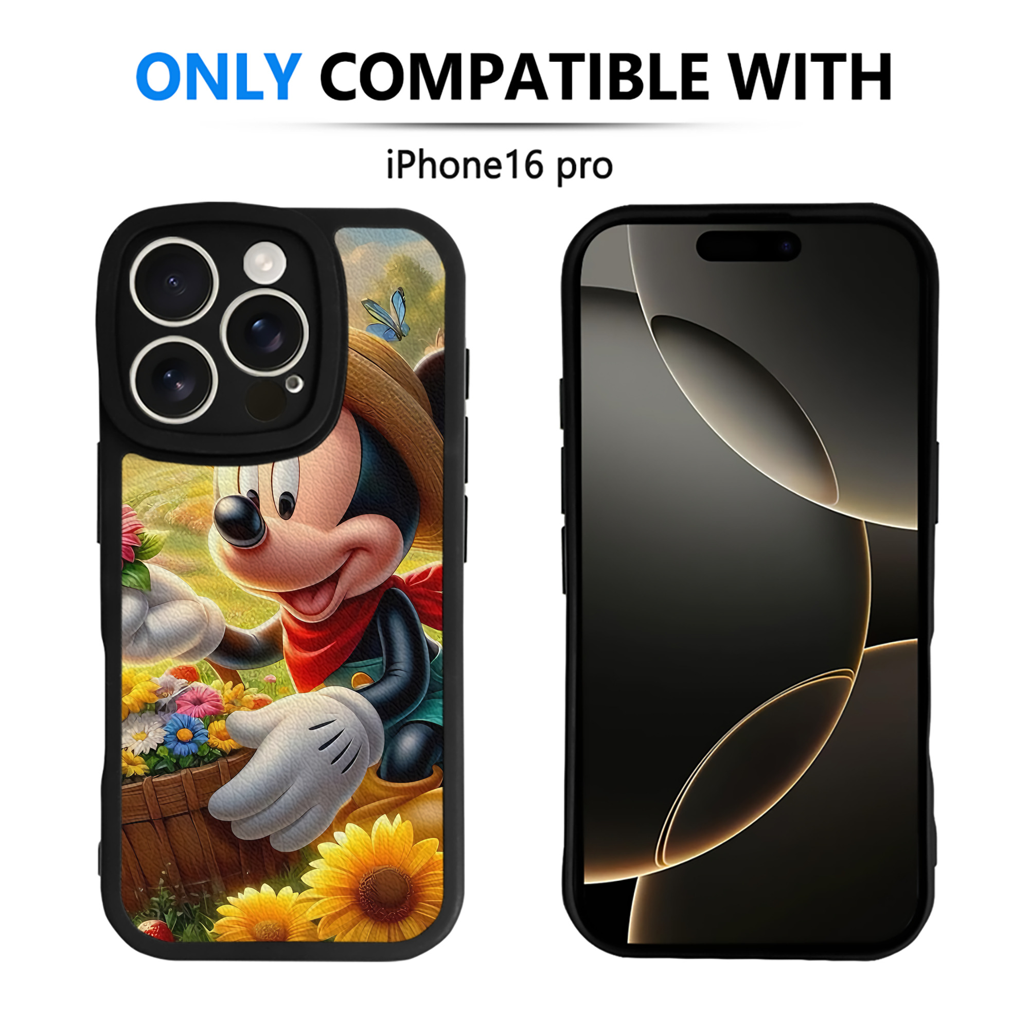 （画像用） ミッキーマウス Mickey Mouse 【iPhone 16シリーズ対応】シリコンスマホケース（レザー調） 材質：シリコン